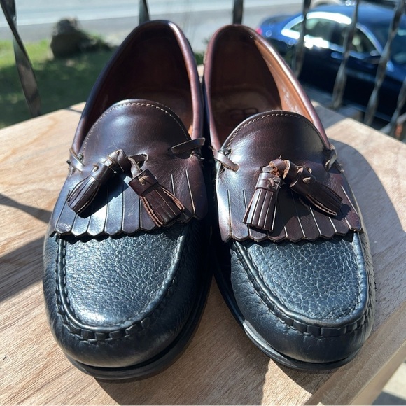 Allen Edmonds Loafers Mens Size 10D Nashua Brown/Black Leather Tassel - Picture 3 of 11